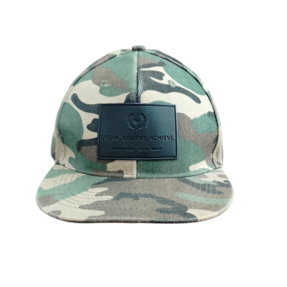 Love Fitness Hat Cap Snap Back One Size Green Camo‎ Patch Mens Outdoor Army